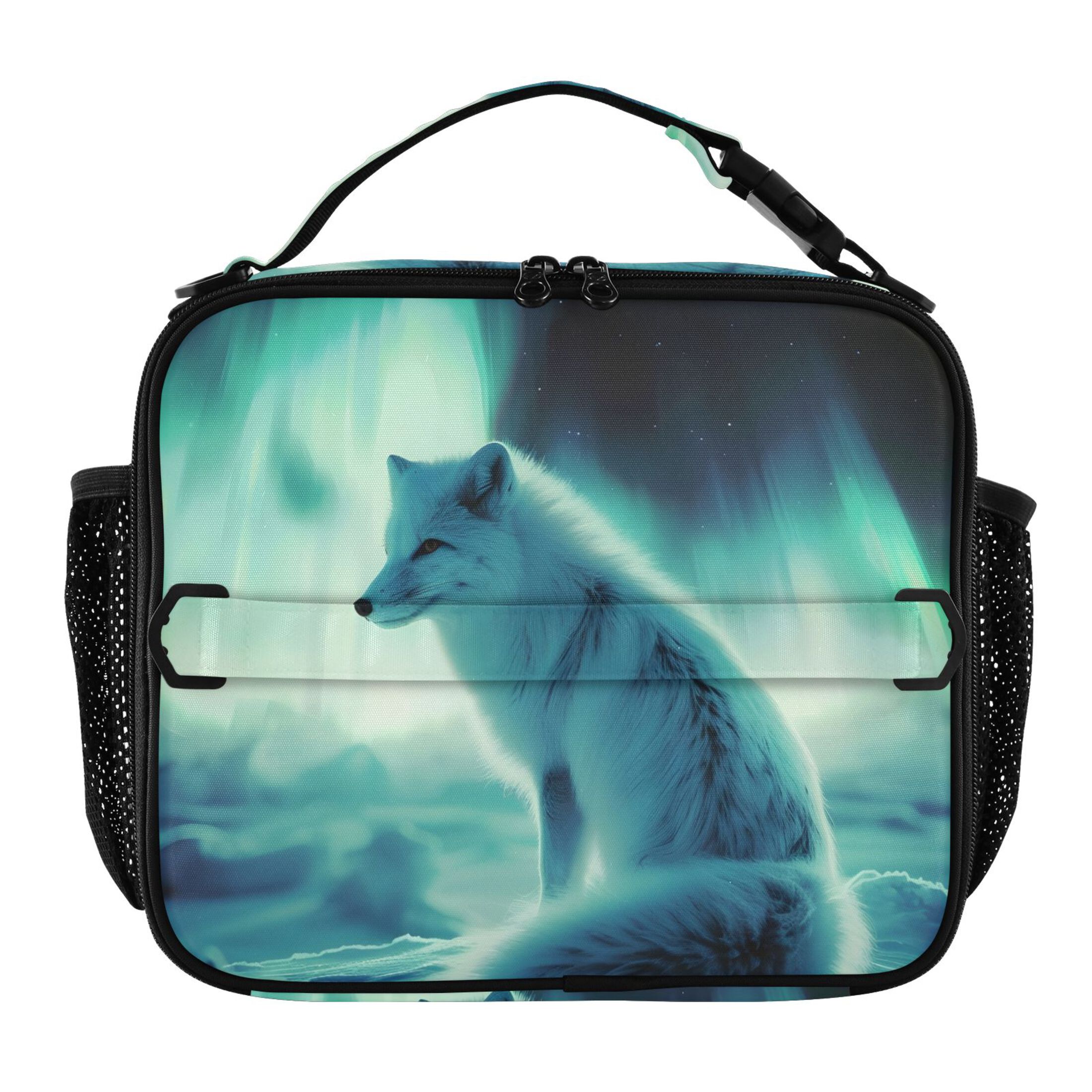 ALAZA Cool Fox Lunch Box Insulated Lunch Bag Cooler Tote with Shoulder ...