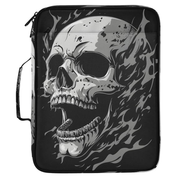 ALAZA Cool Funny Skull Pattern Expanding Accordion File Folder 3 Ring Zipper Organizer Portable Document Binder Bag