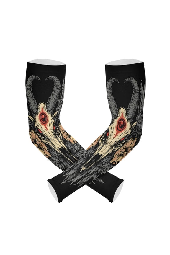 Cool Goat Skull UV Sun Protection Arm Sleeves UPF 50+ Compression Cooling Sleeve 1 Pair