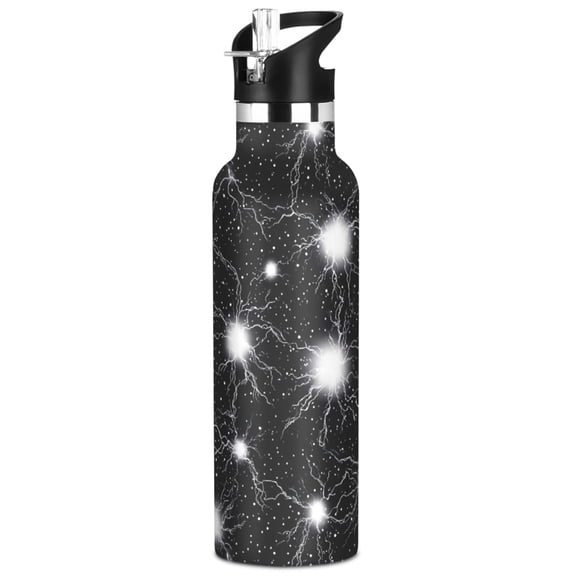 ALAZA Cool Lightning Pattern Stainless Steel Water Bottle Vacuum Insulated Leak-Proof Tumbler with Straw Handle 20oz