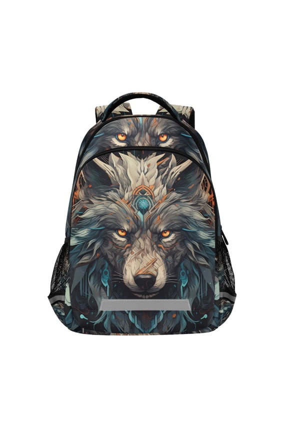 Cool Print Wolf Backpack Elementary School Bag Bookbag Travel Rucksack