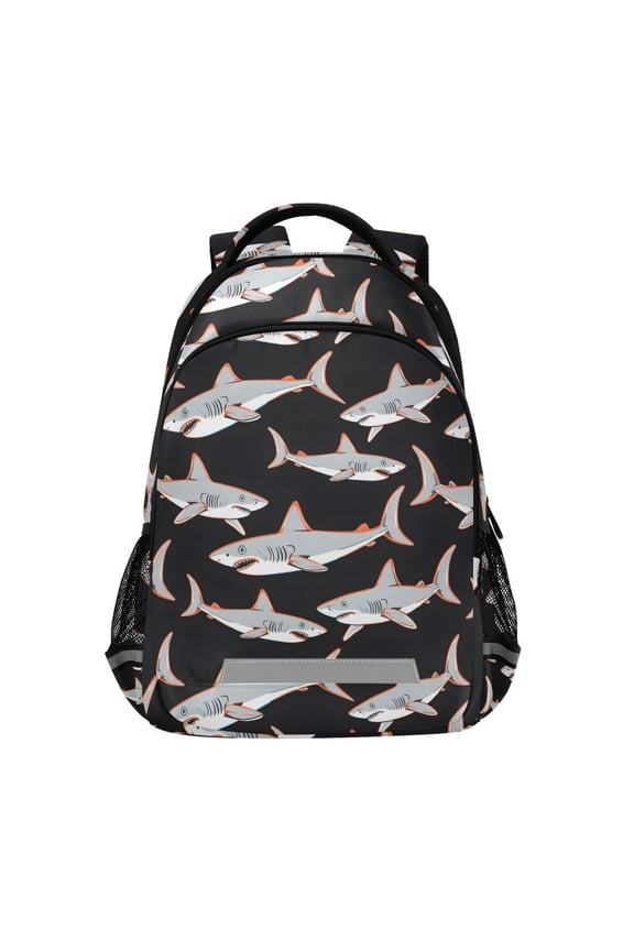 Cool Sharks Print Backpack Elementary School Bag Bookbag Travel Rucksack