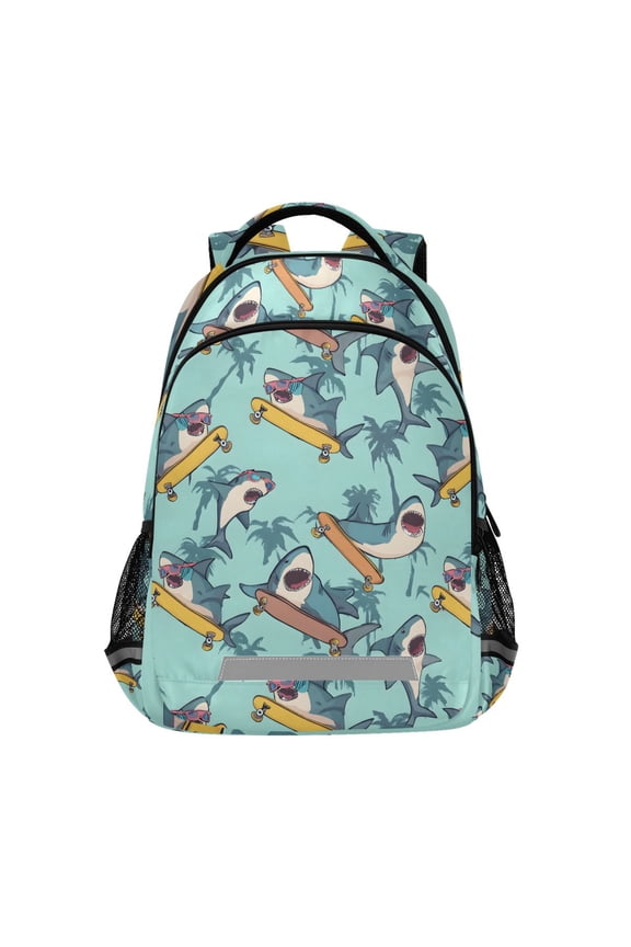 Cool Sharks Skating Backpack Elementary School Bag Bookbag Travel Rucksack