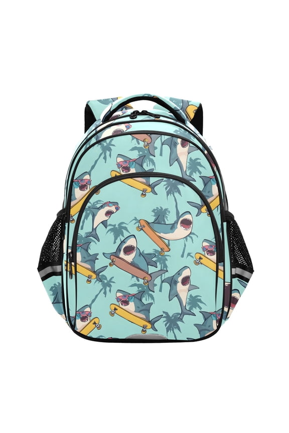 Cool Sharks Skating School Backpack Elementary Bag Bookbag Travel Rucksack