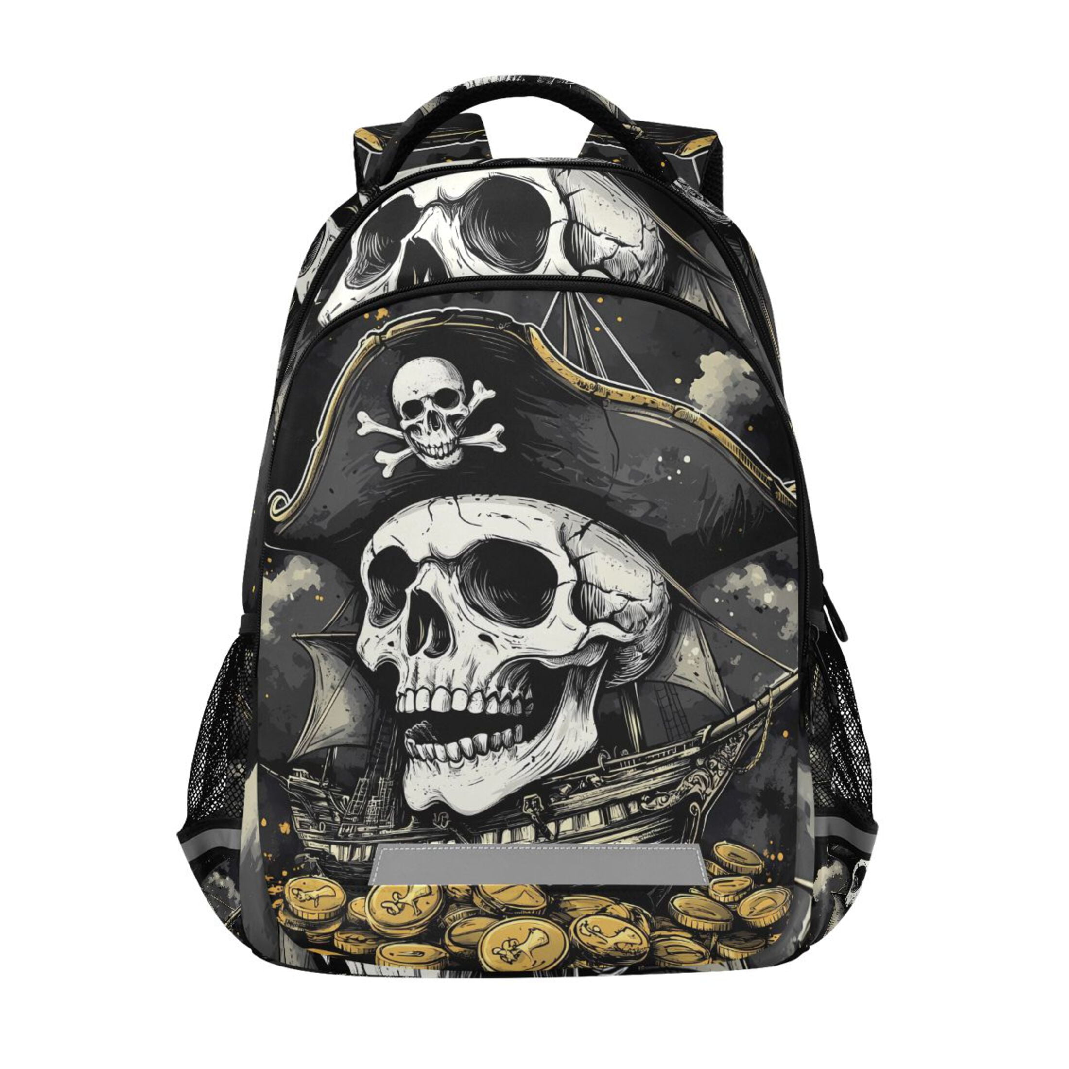 ALAZA Cool Skeleton Pirate Backpack Elementary School Bag Bookbag