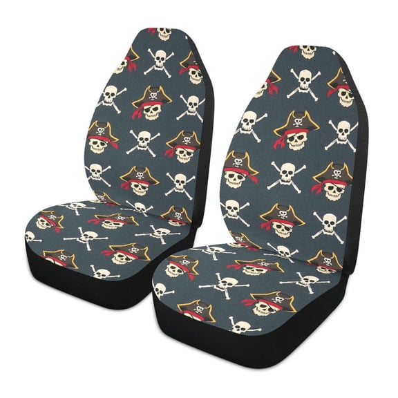 ALAZA Cool Skull Pattern Car Seat Covers 2 PCs Universal Auto Front Seats Interior Protector