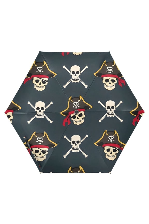 Cool Skull Pattern UPF 50+ Compact Folding Umbrella for Rain Travel Umbrella Packable