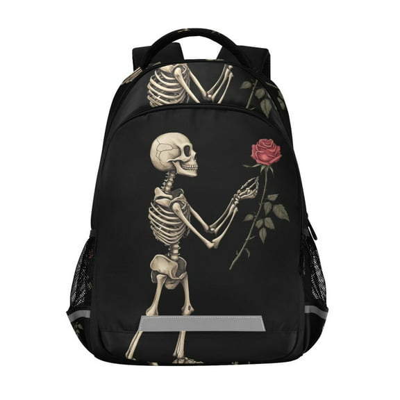 ALAZA Cool Skull Rose Flower Backpack Elementary School Bag Bookbag Travel Rucksack