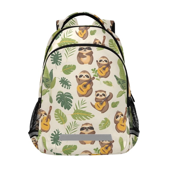 ALAZA Cool Sloth Play Guitar Backpack Elementary School Bag Bookbag Travel Rucksack