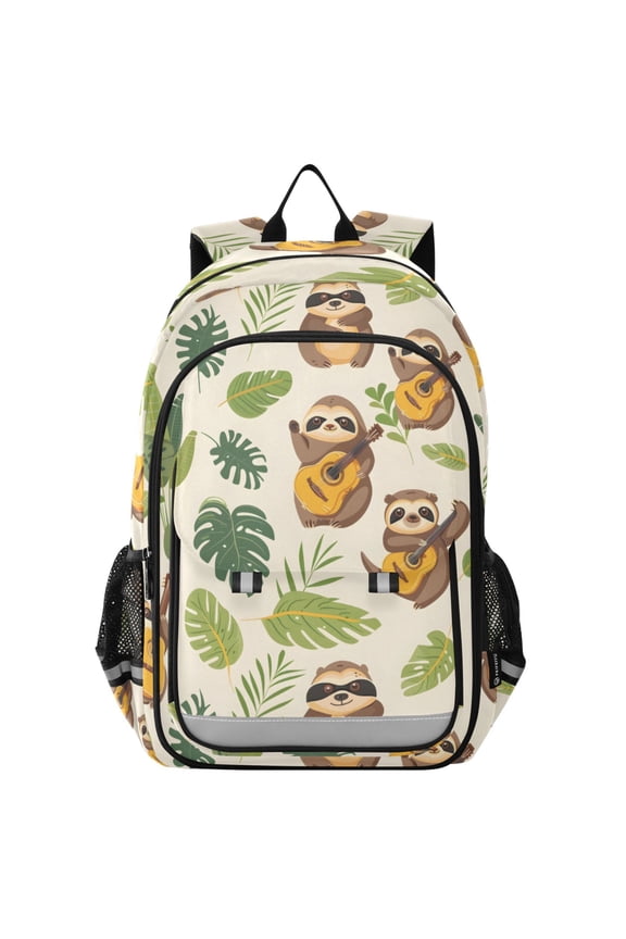 Cool Sloth Play Guitar Laptop Backpack Purse Travel Bag Casual School Bookbag Rucksack for Women Men