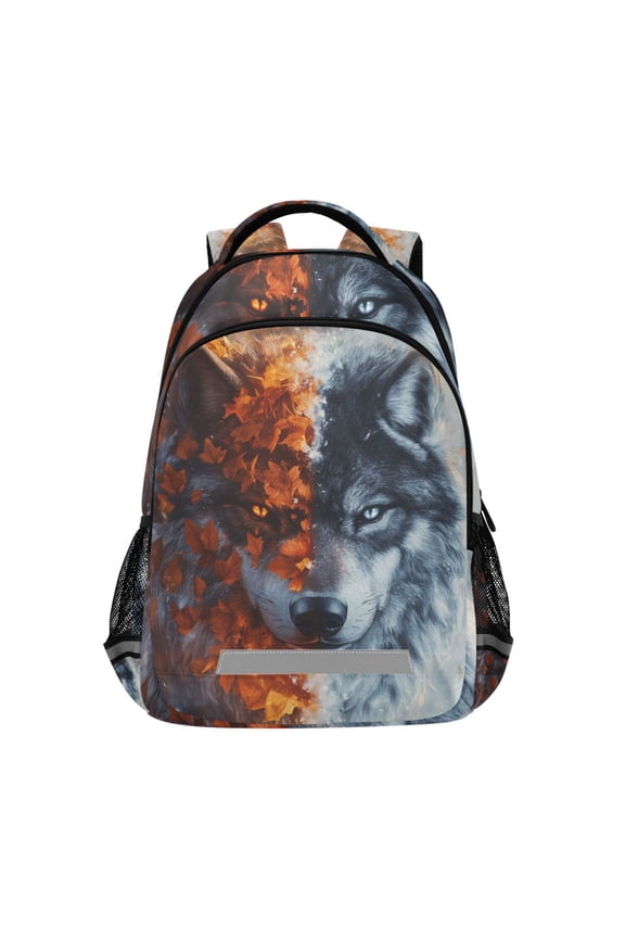 Cool Winter Wolf Backpack Elementary School Bag Bookbag Travel Rucksack