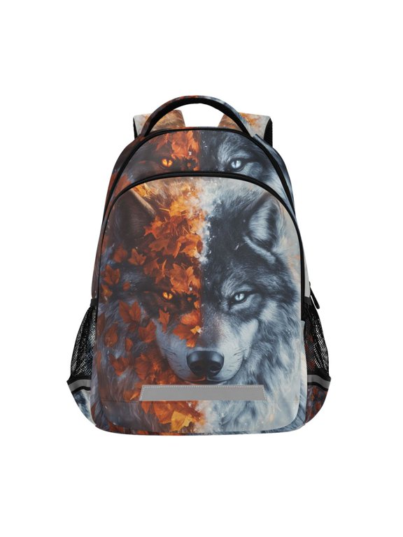 Cool Winter Wolf Backpack Elementary School Bag Bookbag Travel Rucksack