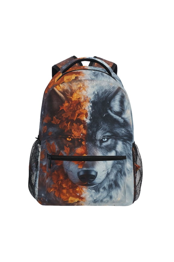 Cool Winter Wolf Pattern School Backpack Elementary Stylish Bookbag Laptop Bags Travel Daypack