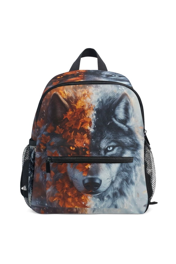 Cool Winter Wolf Pattern School Backpack Student Bookbag Mini Bag