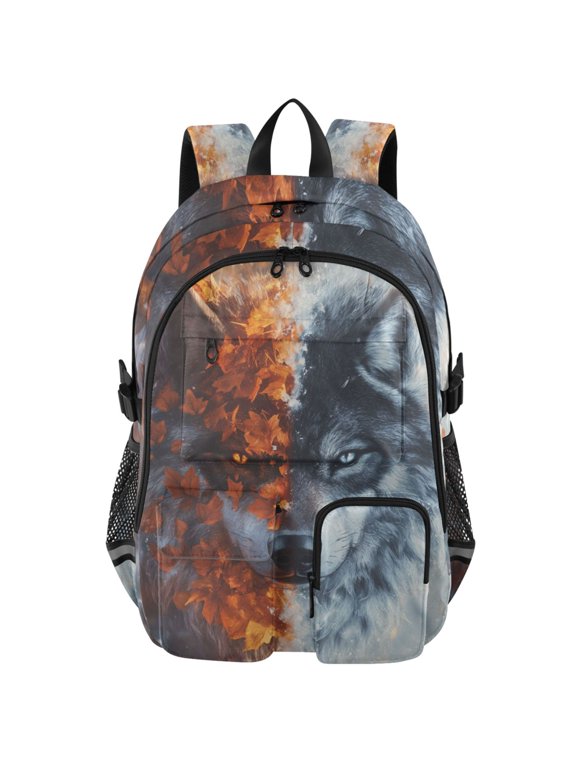 Cool Winter Wolf Print Student Backpack School Bookbag Large Laptop Daypack Travel Bag