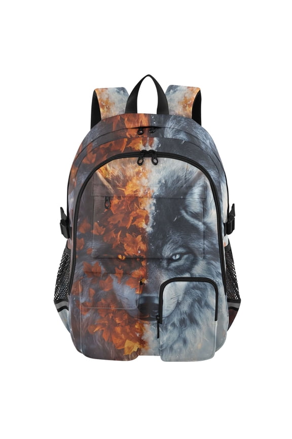 Cool Winter Wolf Print Student Backpack School Bookbag Large Laptop Daypack Travel Bag