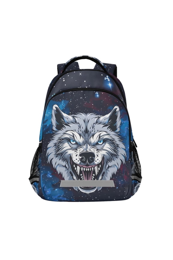 Cool Wolf Backpack Elementary School Bag Bookbag Travel Rucksack