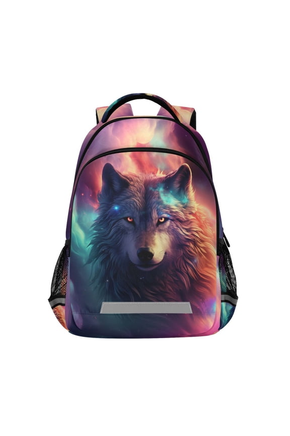 Cool Wolf Backpack Elementary School Bag Bookbag Travel Rucksack