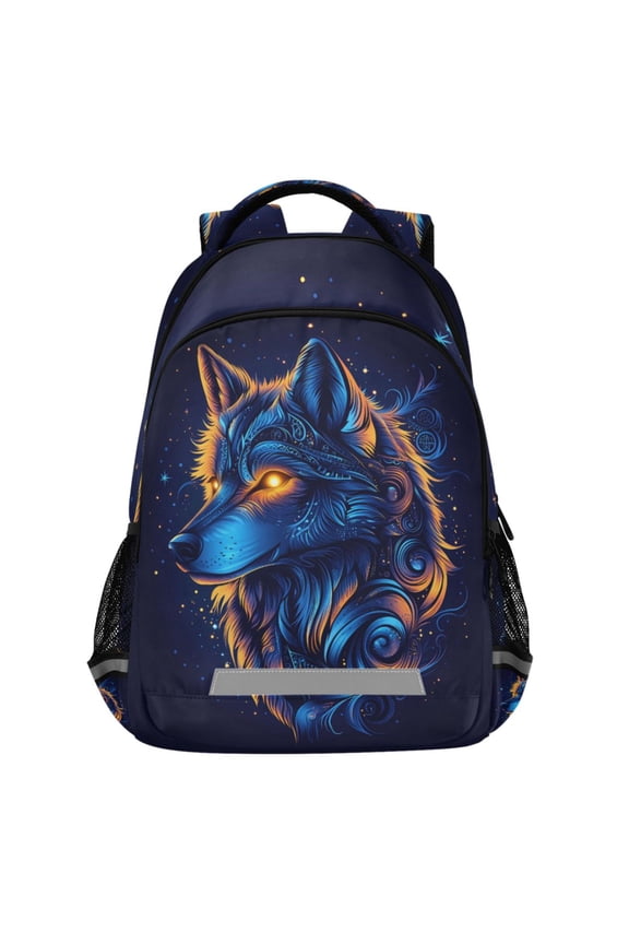Cool Wolf Eyes Pattern Backpack Elementary School Bags Student Bookbag Travel Rucksack