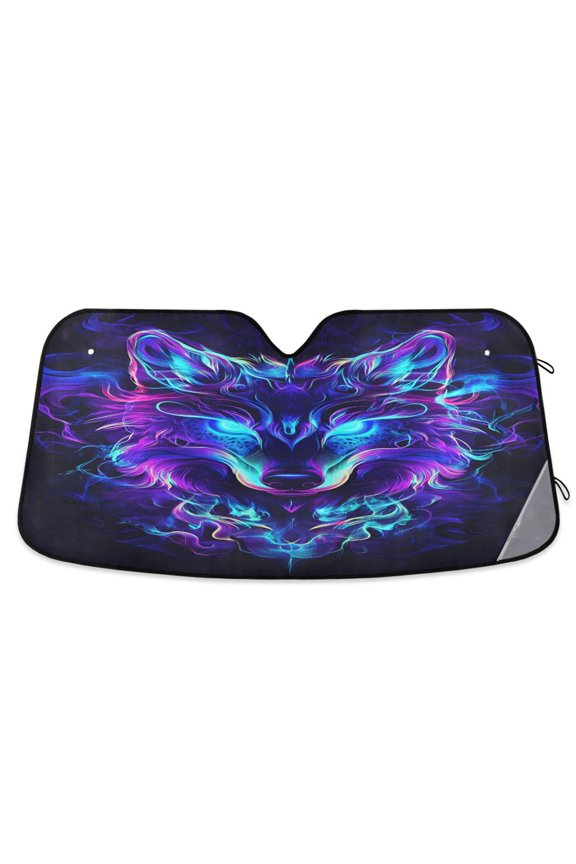 Cool Wolf Face Pattern Car Windshield Sun Shade Foldable UV Ray Sunshade Visor Protector 53 x 23.5in