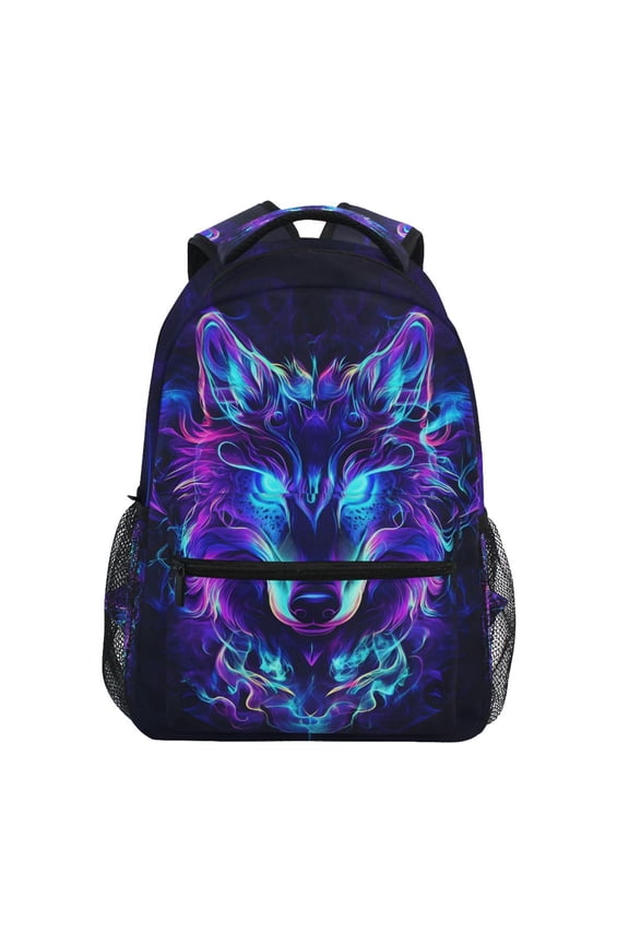 Cool Wolf Face Pattern School Backpack Elementary Stylish Bookbag Laptop Bags Travel Daypack