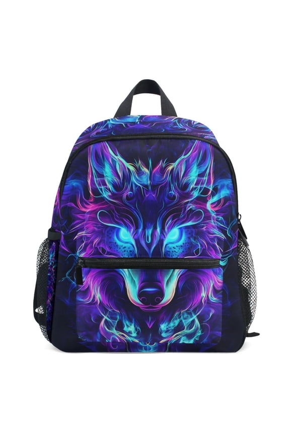 Cool Wolf Face Pattern School Backpack Student Bookbag Mini Bag