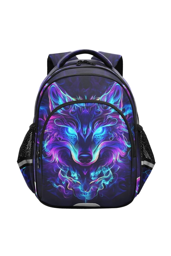 Cool Wolf Face School Backpack Elementary Bag Student Bookbag Travel Rucksack