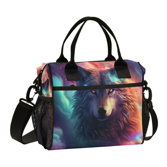 ALAZA Cool Wolf Insulated Lunch Bag Reusable Tote Box Adjustable Shoulder Strap for Work Picnic