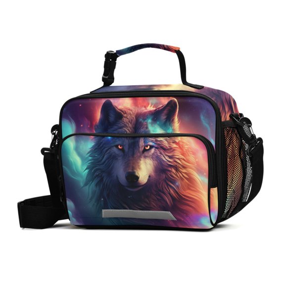 ALAZA Cool Wolf Lunch Box Insulated Cooler Bag Reusable Tote Bags Shoulder Strap