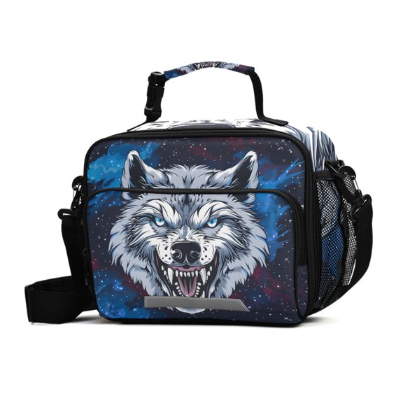 ALAZA Cool Wolf Lunch Box Insulated Cooler Bag Reusable Tote Bags Shoulder Strap