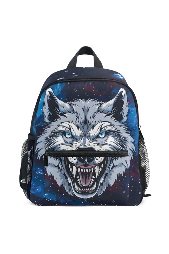 Cool Wolf Pattern School Backpack Student Bookbag Mini Bag