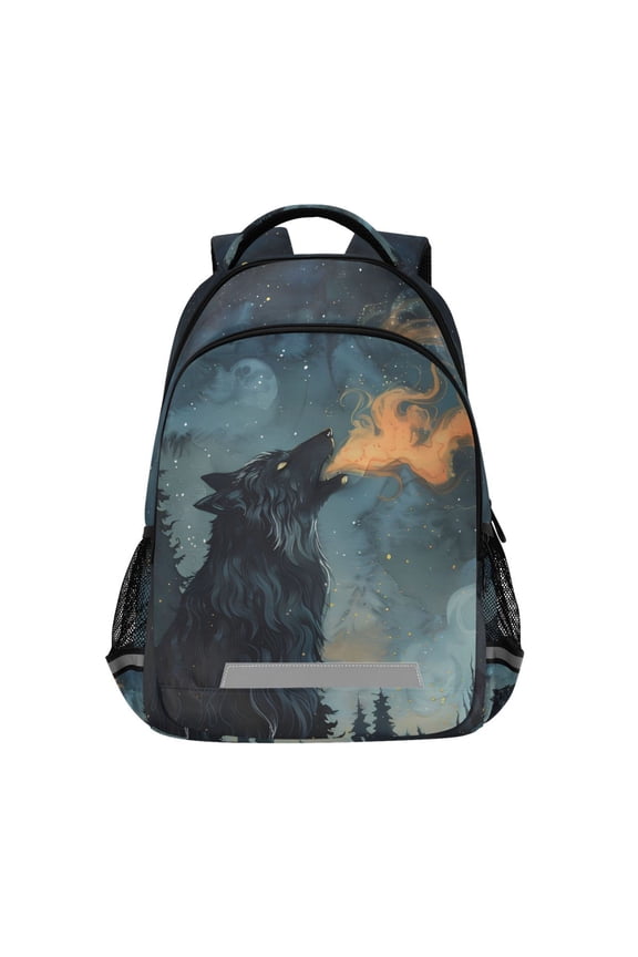 Cool Wolf on Mountain Backpack Elementary School Bag Bookbag Travel Rucksack