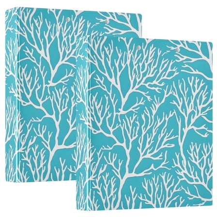 ALAZA Coral Pattern Hardcover 3 Ring Binder 1.5" Round Rings Interior Pockets Binders Organizer 2 Pack