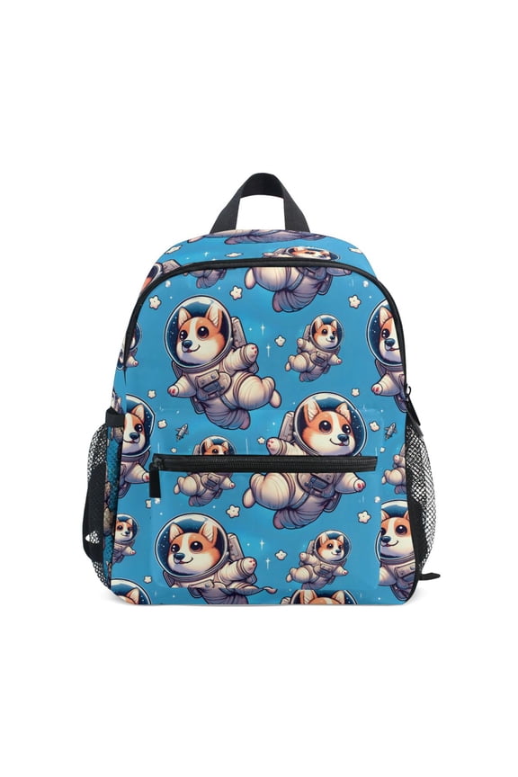Corgi Dog with Astronaut School Backpack Small Bookbag Mini Bags