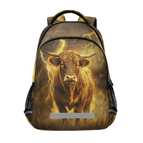 ALAZA Cow Lightning Field Backpack Elementary School Bag Bookbag Travel Rucksack