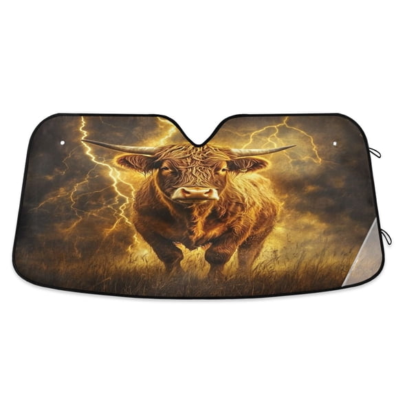 ALAZA Cow Lightning Field Windshield Sun Shade Car Foldable Visor Block UV Rays Protector 55"x27.6"