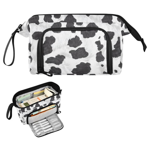 ALAZA Cow Print Pencil Pouch Big Capacity Pencil Case Zipper Organizer Bag