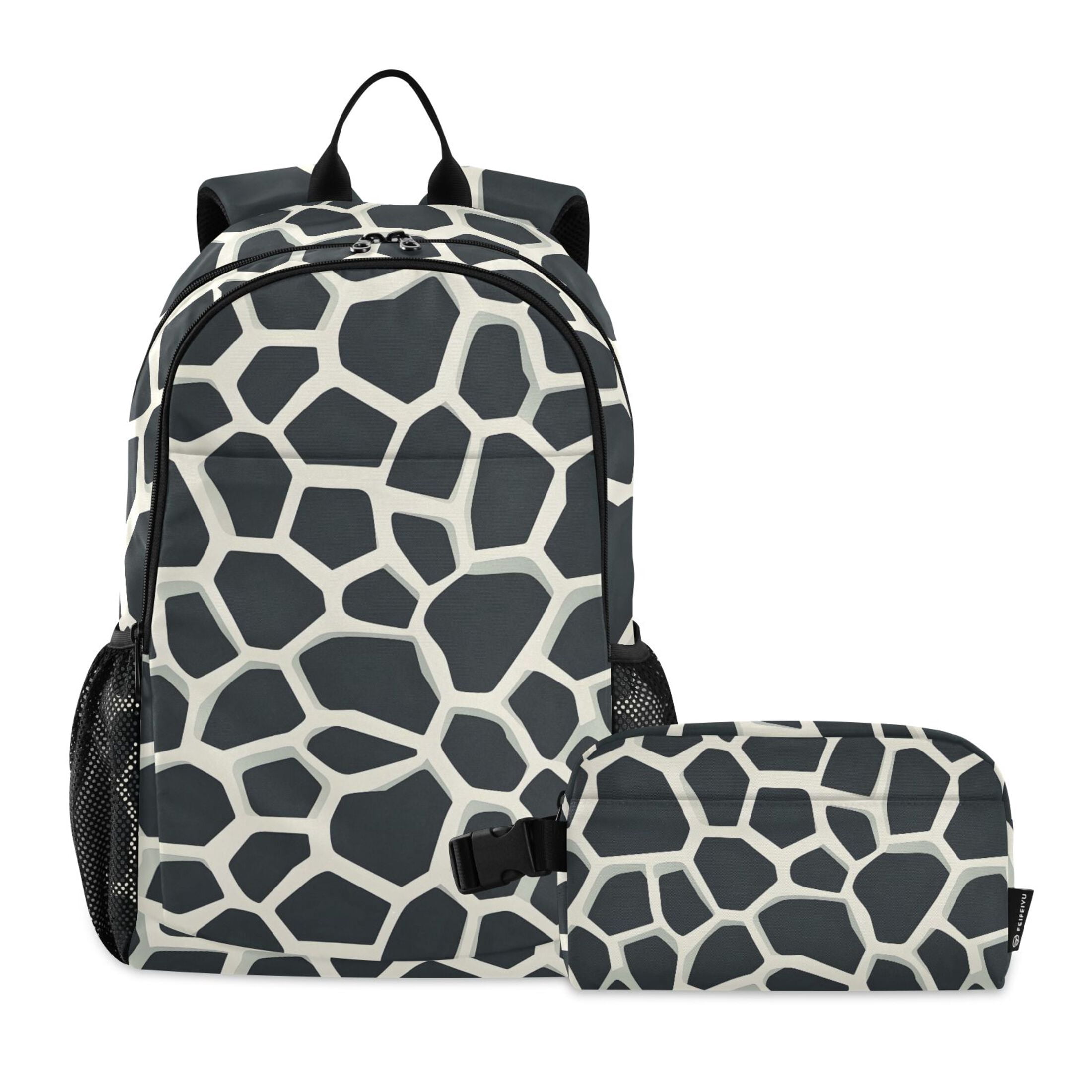 ALAZA Cow Print School Backpack Lunch Box Set Student Bookbag