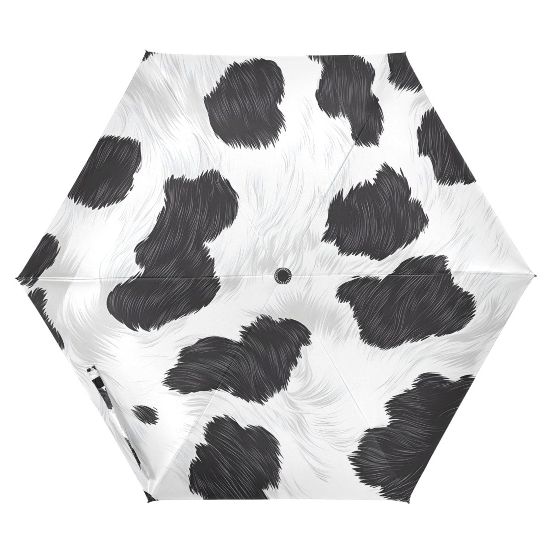 ALAZA Cow Print UPF 50+ Compact Folding Umbrella for Rain Travel Umbrella Packable