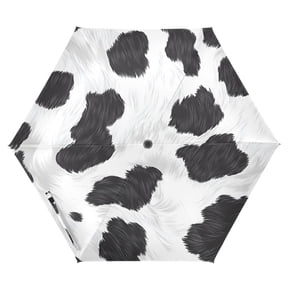 ALAZA Cow Print UPF 50+ Compact Folding Umbrella for Rain Travel Umbrella Packable