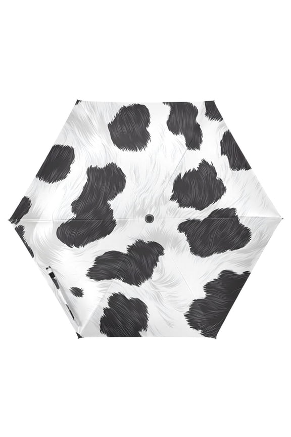 Cow Print UPF 50+ Compact Folding Umbrella for Rain Travel Umbrella Packable
