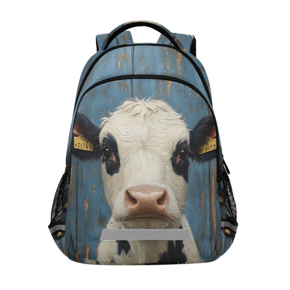 ALAZA Cow on Wood Backpack Elementary School Bag Bookbag Travel Rucksack