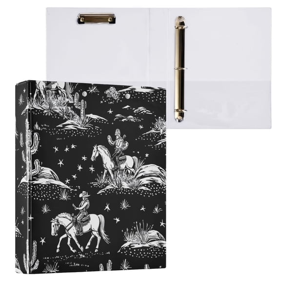 ALAZA Cowboy Horses Hardcover 3 Ring Binder 1.5" Round Rings Interior Pockets Binders Organizer 1 Pack