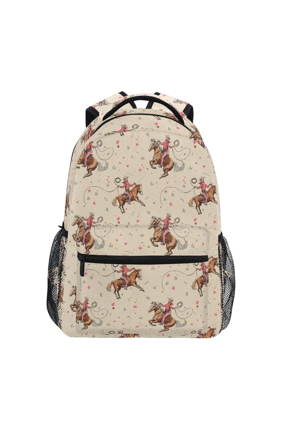 Cowboys Riding Pattern School Backpack Elementary Bookbag Laptop Bags Travel Daypack