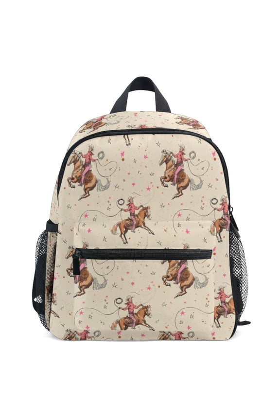 Cowboys Riding Pattern School Backpack Student Bookbag Mini Bag