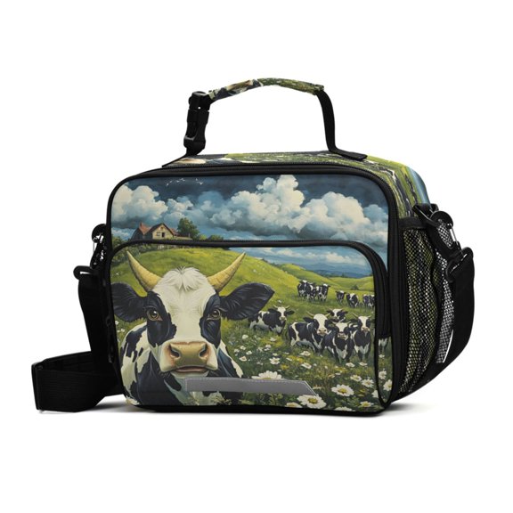 ALAZA Cows Wild Daisy Lunch Box Insulated Cooler Bag Reusable Tote Bags with Shoulder Strap
