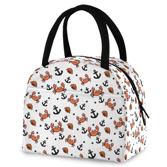 ALAZA Crabs Seashells Anchors Insulated Lunch Box Reusable Cooler Tote Bag Work Office Picnic