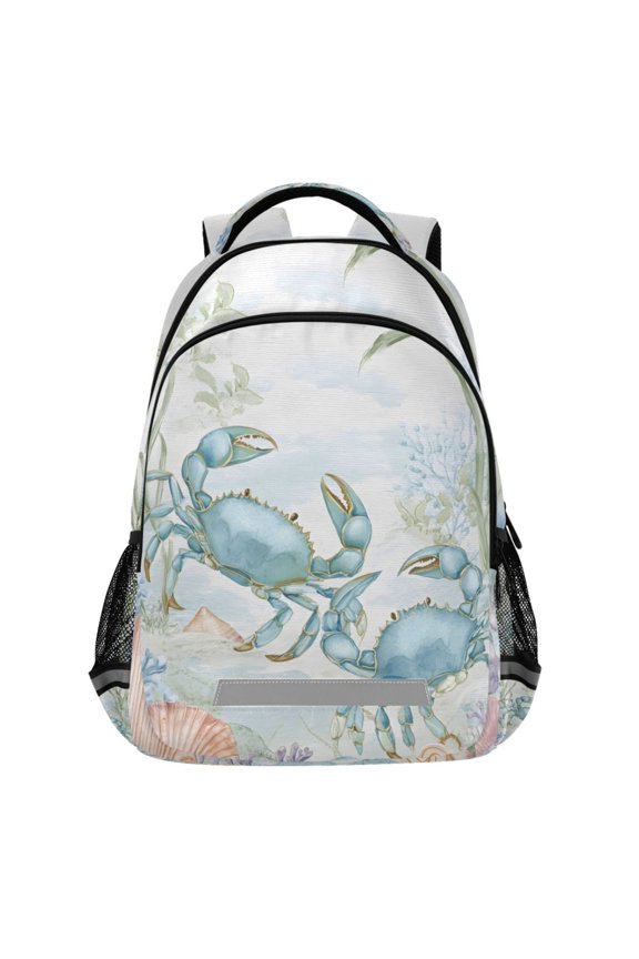 Crabs in Ocean Pattern Backpack Elementary School Bags Student Bookbag Travel Rucksack