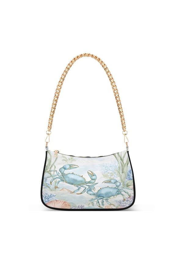Crabs in Ocean Women's Chain Shoulder Bag Hobo Handbag Tote Crossbody Purse