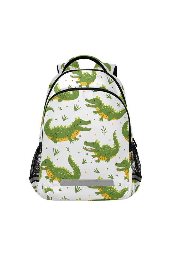 Crocodile Hand Drawn Backpack Elementary School Bag Bookbag Travel Rucksack